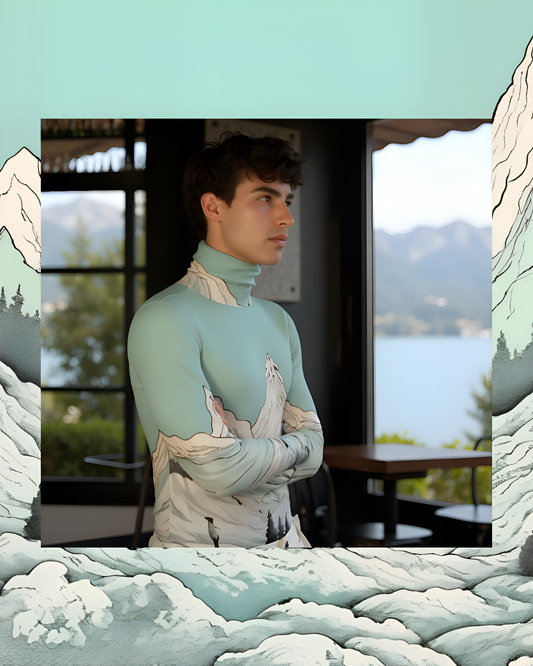 Cool Bleu Men’s Silky Jersey Roll Neck / Turtleneck