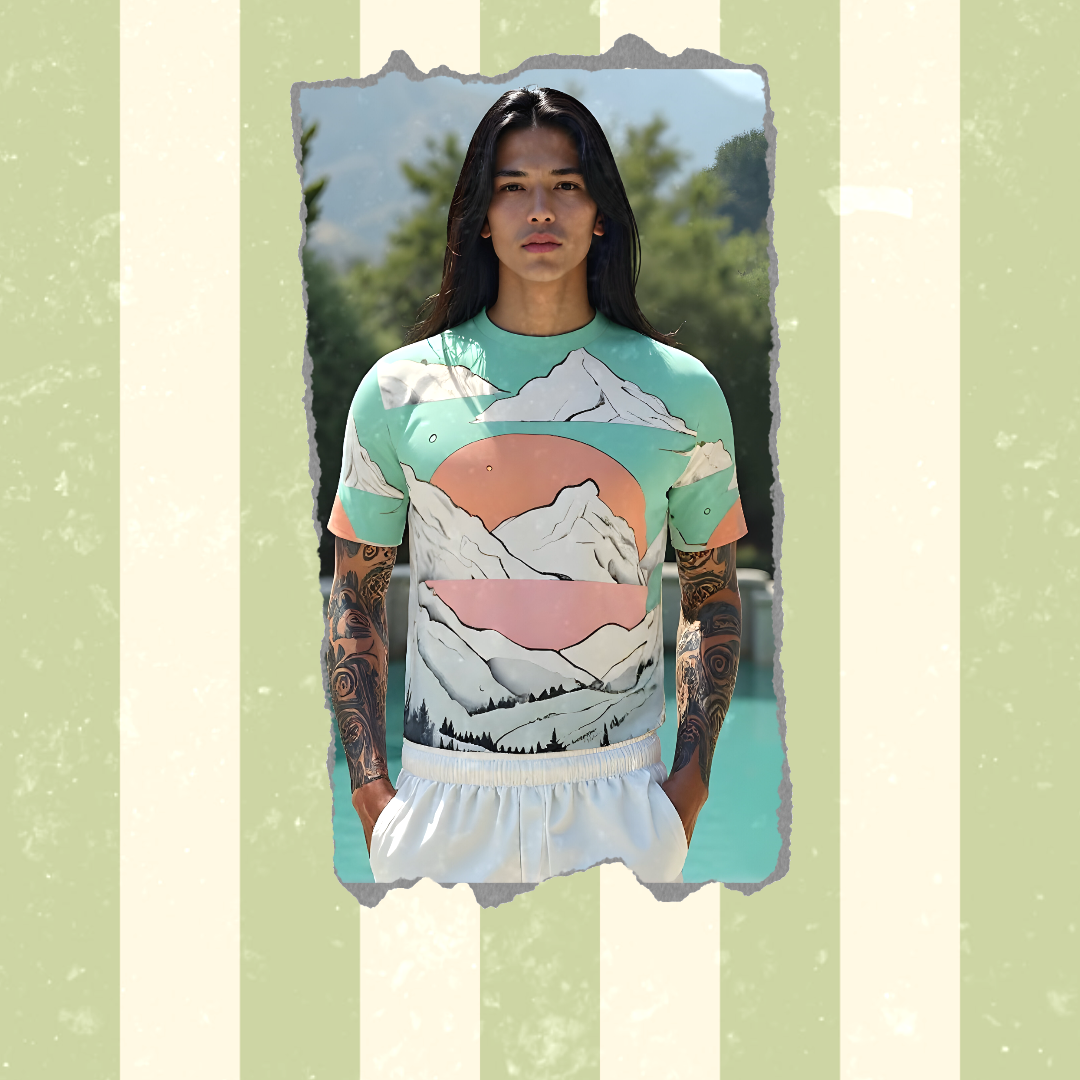 Peaches Over Pink Men’s Slim Fit Cotton T-Shirt