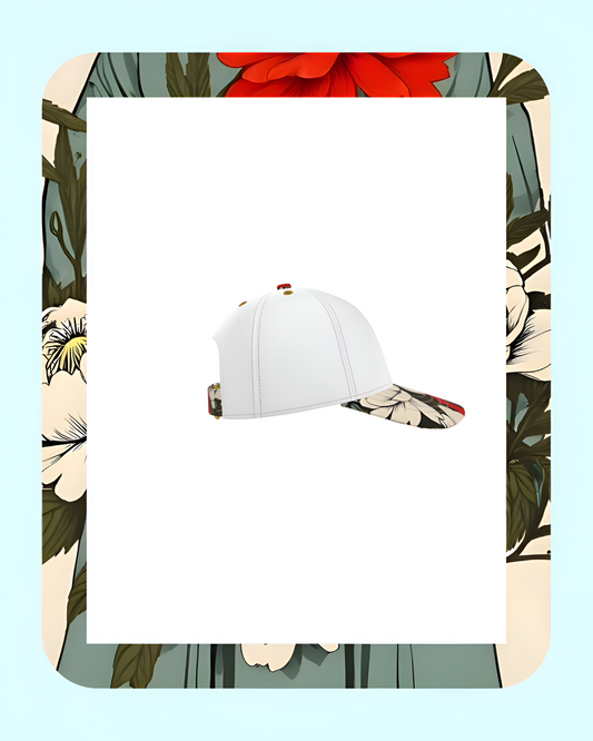 Fiore Nascosto Limited Edition Unisex Cotton Twill Floral Baseball Cap In White