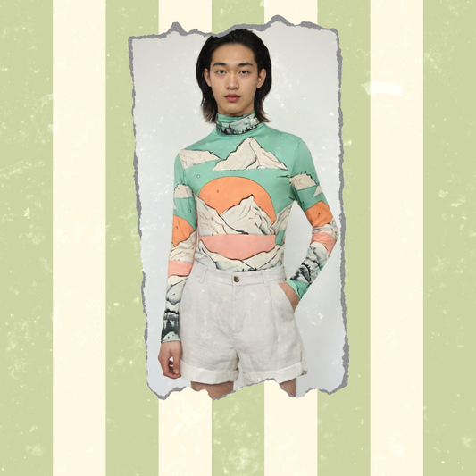Peaches Over Pink Men’s Silky Jersey Roll Neck / Turtleneck