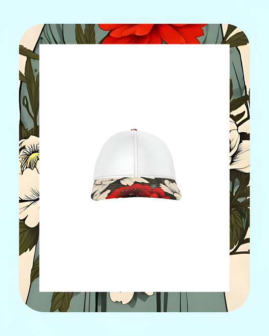 Fiore Nascosto Limited Edition Unisex Cotton Twill Floral Baseball Cap In White