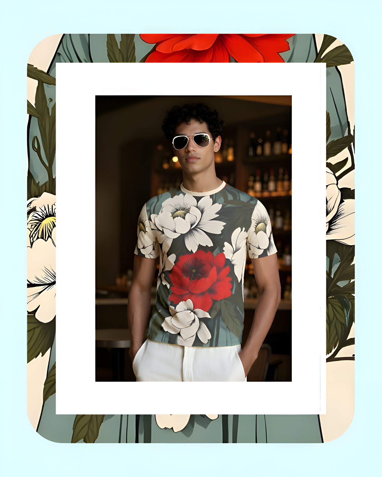 Fiore Nascosto Limited Edition Men’s Floral Bloom Slim Fit Cotton T-Shirt