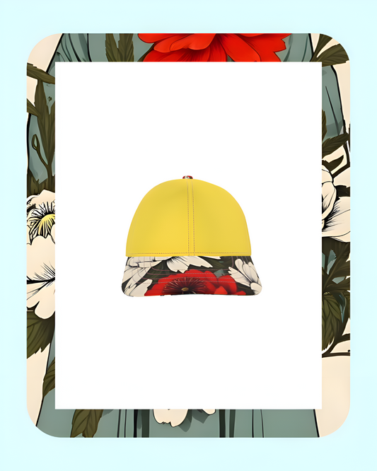 Fiore Nascosto Limited Edition Unisex Cotton Twill Floral Baseball Cap In Yellow