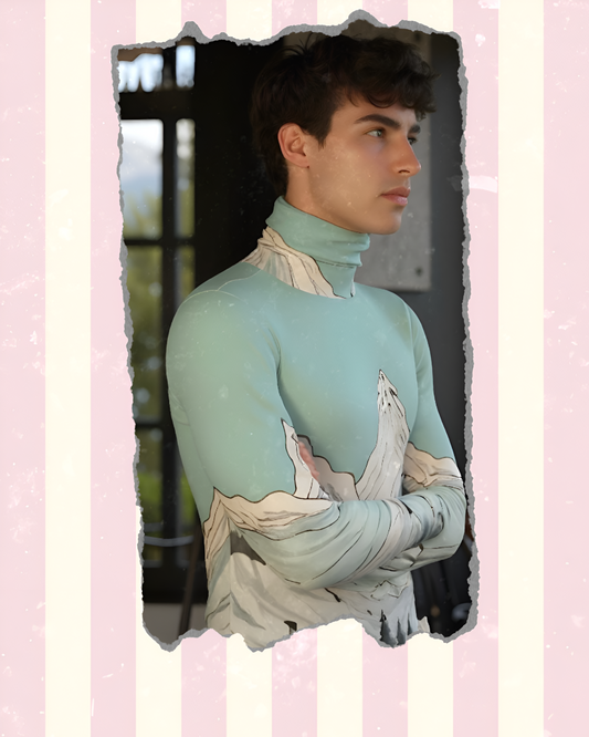 Cool Bleu Men’s Silky Jersey Roll Neck / Turtleneck